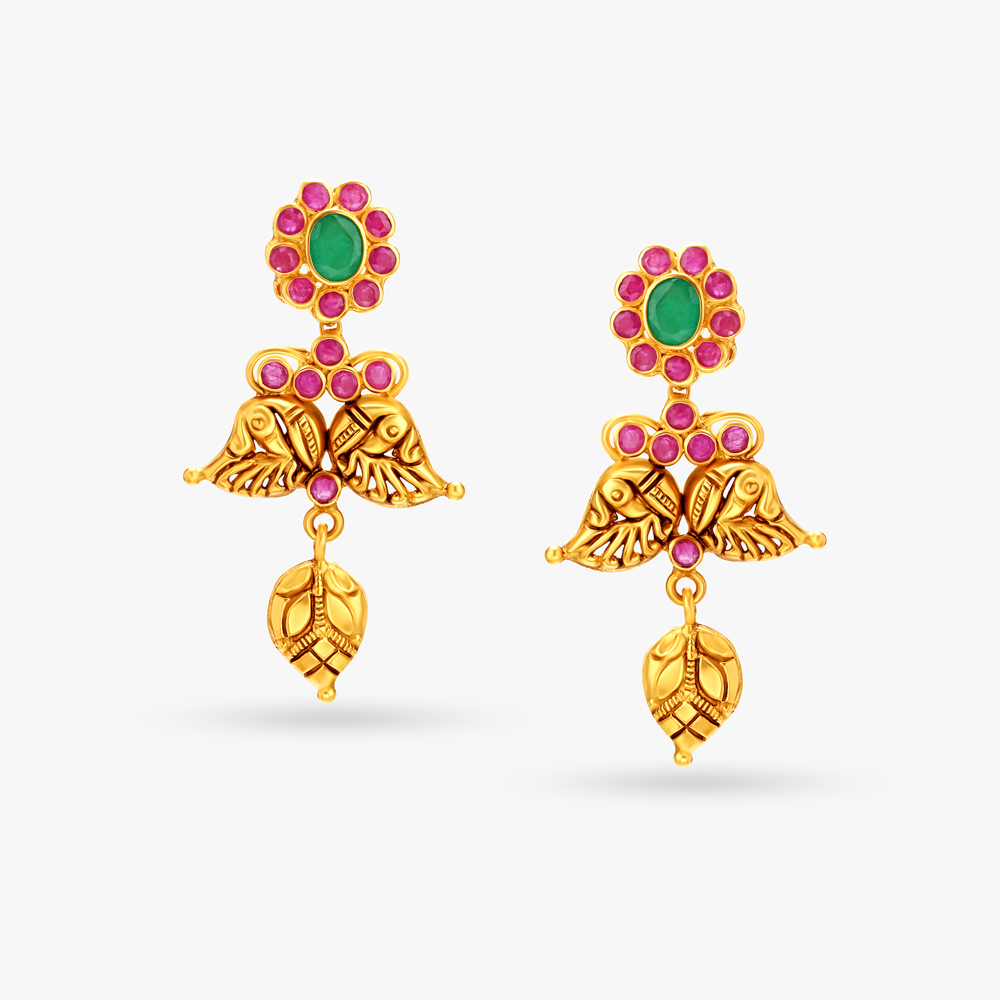 Illuminating Emerald and Rubies Drop Earrings