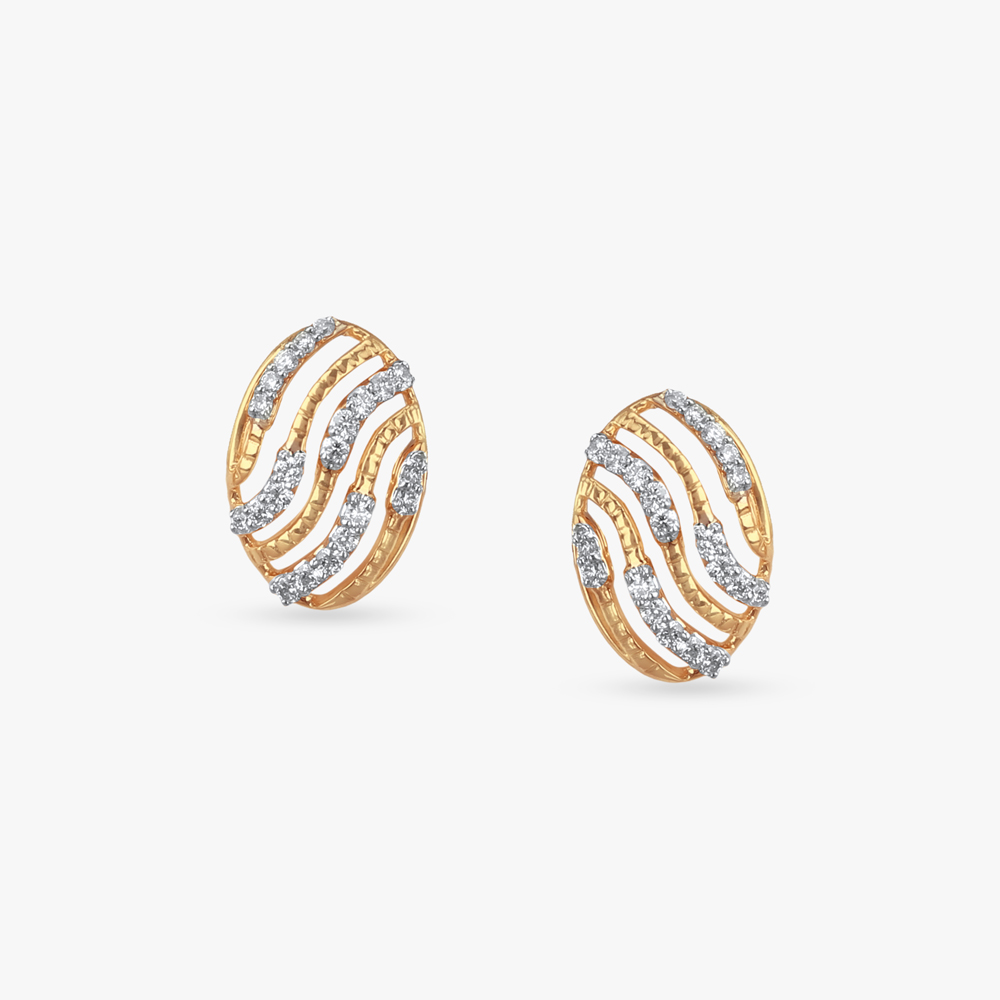 Sculpted Waves Diamond Stud Earrings