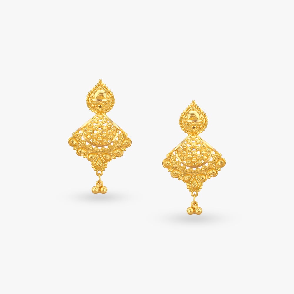 Regal Filigree Gold Drop Earrings