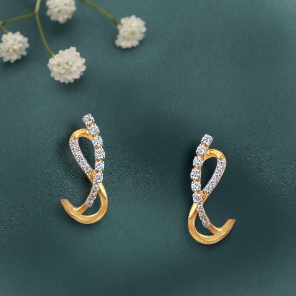 Flowing Twist Diamond Hoop Earrings