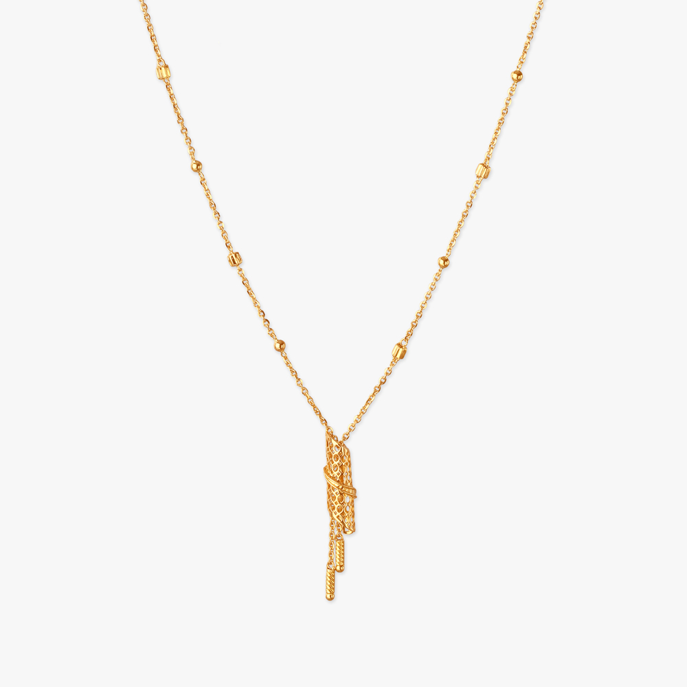 Knotted Chic Gold Pendant with Chain