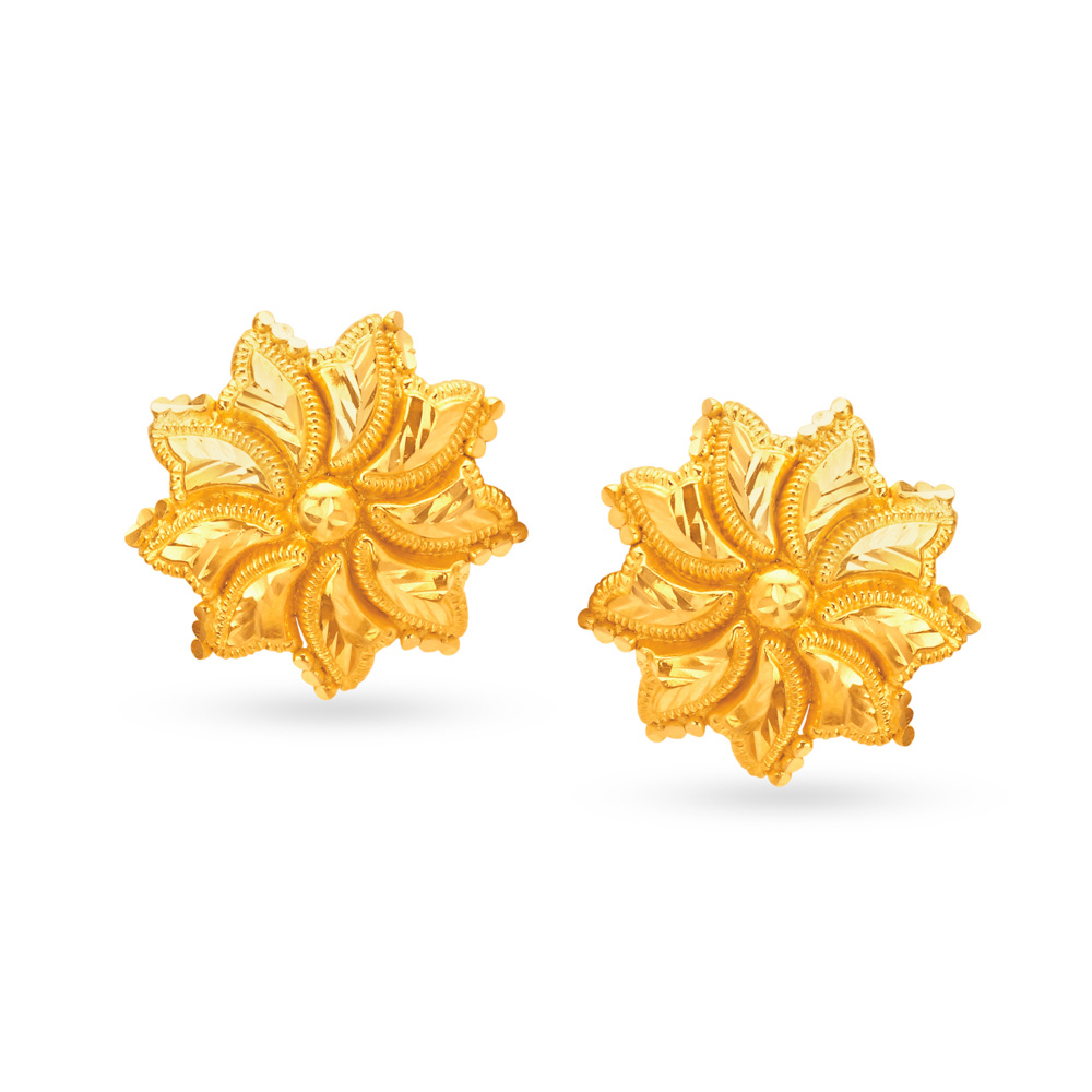 

Opulent Floral Gold Stud Earrings