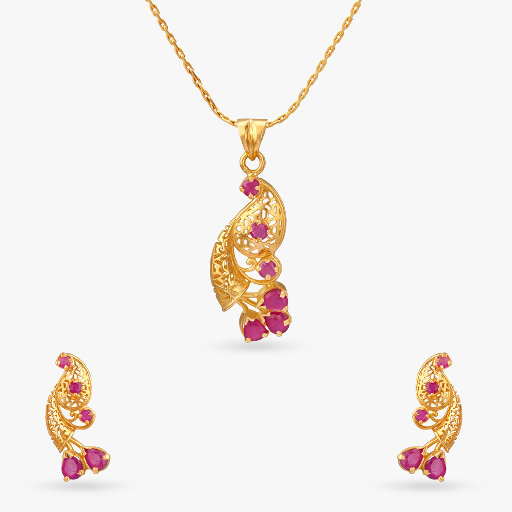 Paisley Charm Pendant and Earrings Set