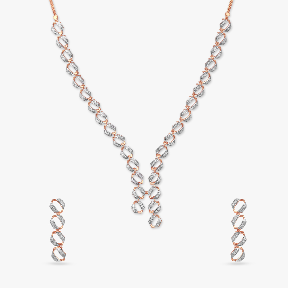 Blush Hexagon Diamond Necklace Set