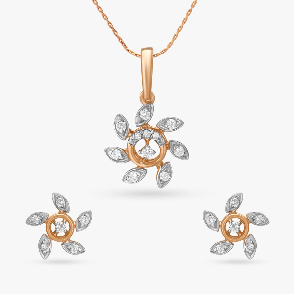 Nature's Grace Diamond Pendant and Earrings Set