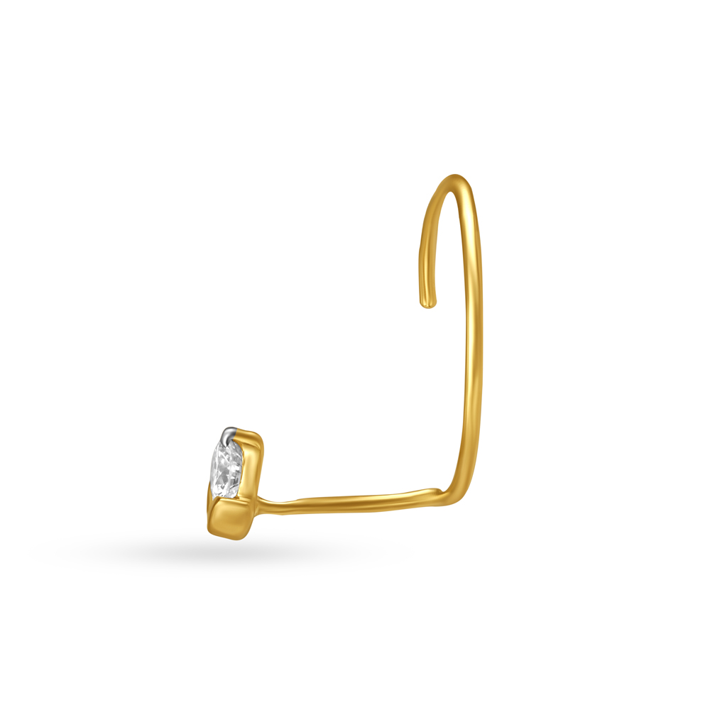 

Budding Flower Gold and Diamond Nose Pin