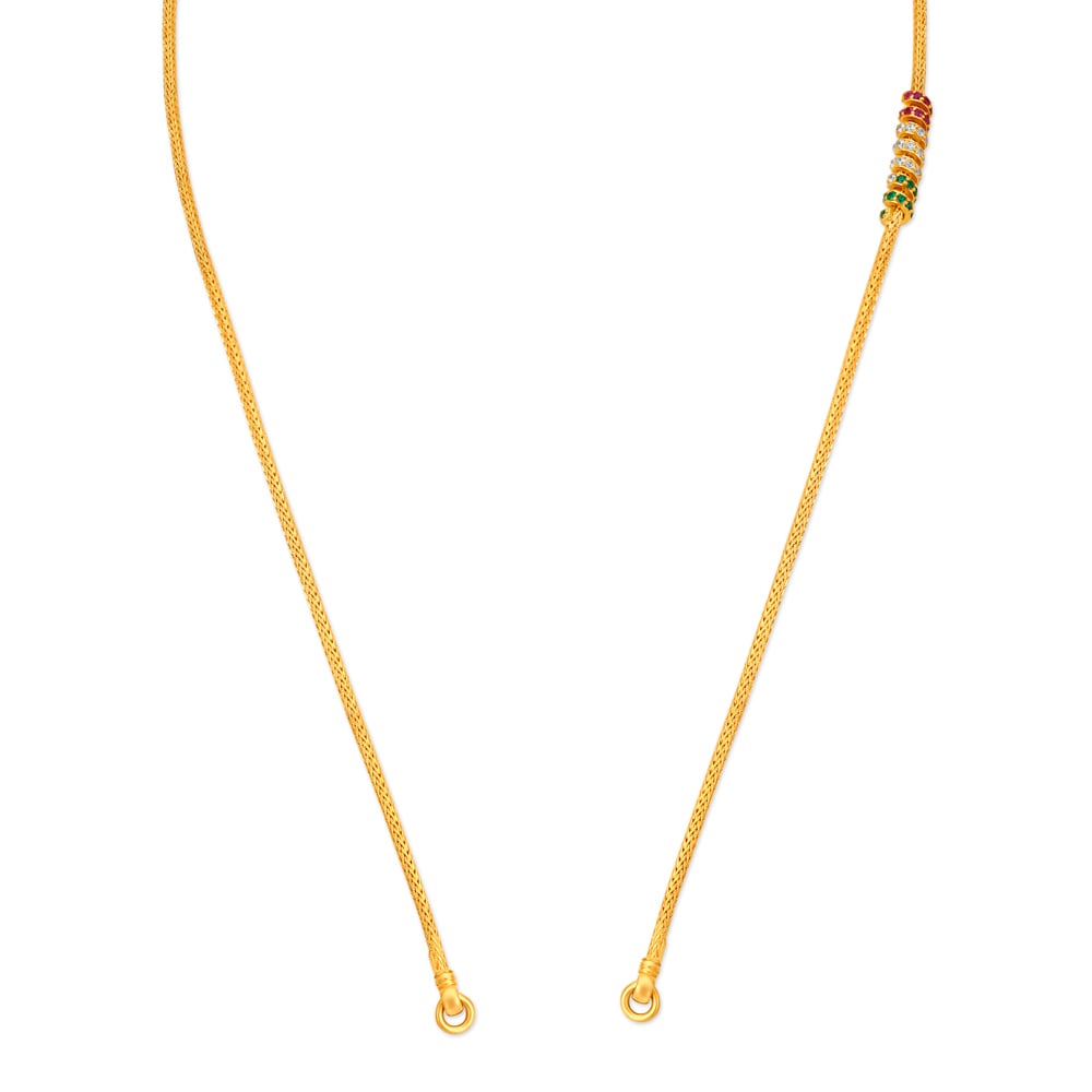 Slender Enamel Gold Chain With Coloured Stones
