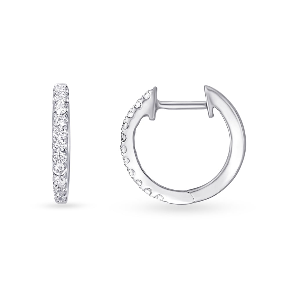 

Chic Platinum and Diamond Hoop Earrings