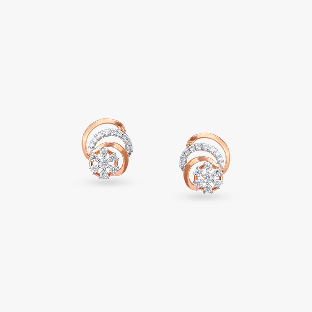 Rosette Twist Diamond Stud Earrings