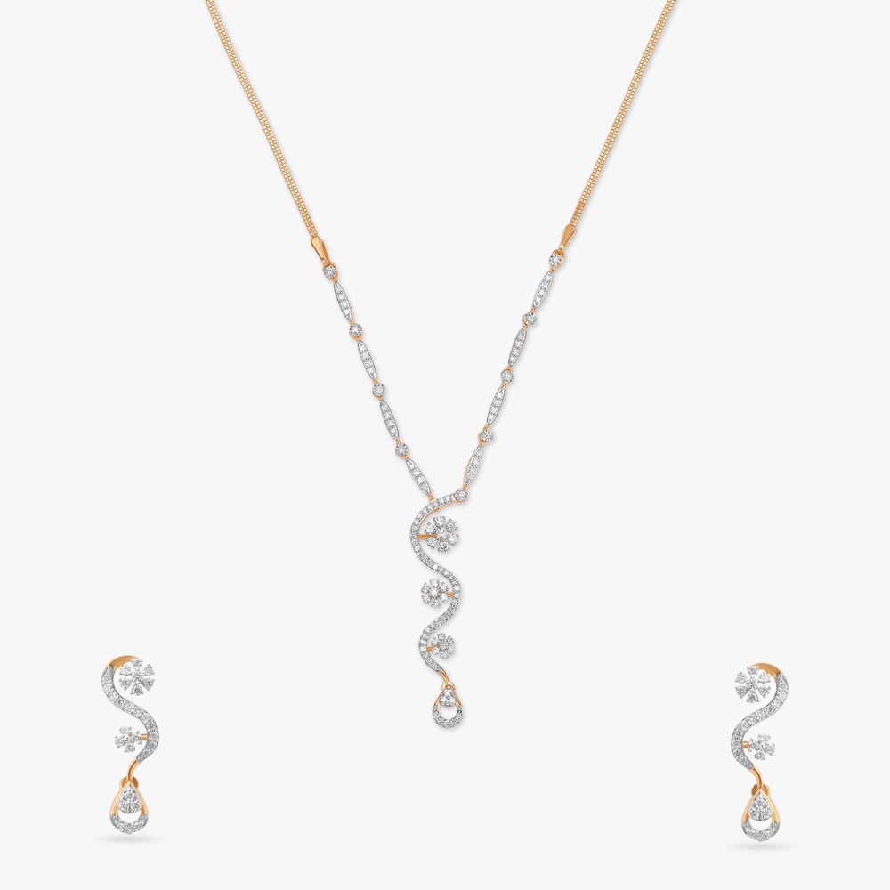 Blooming Swirl Diamond Necklace Set
