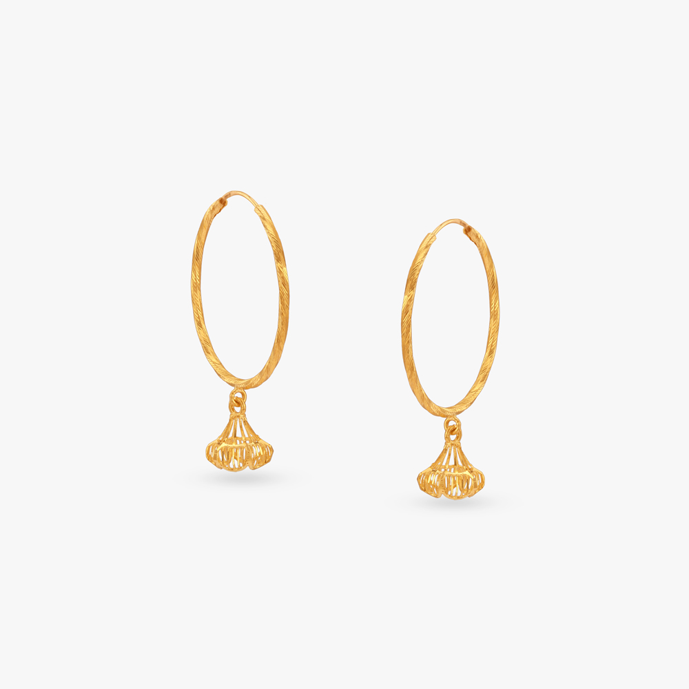 Whimsical Bell Gold Hoop Earrings
