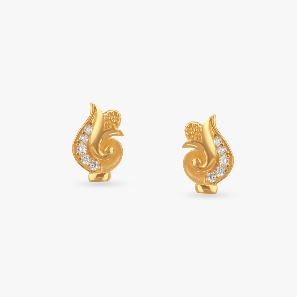 Twirl Shine Gold Stud Earrings