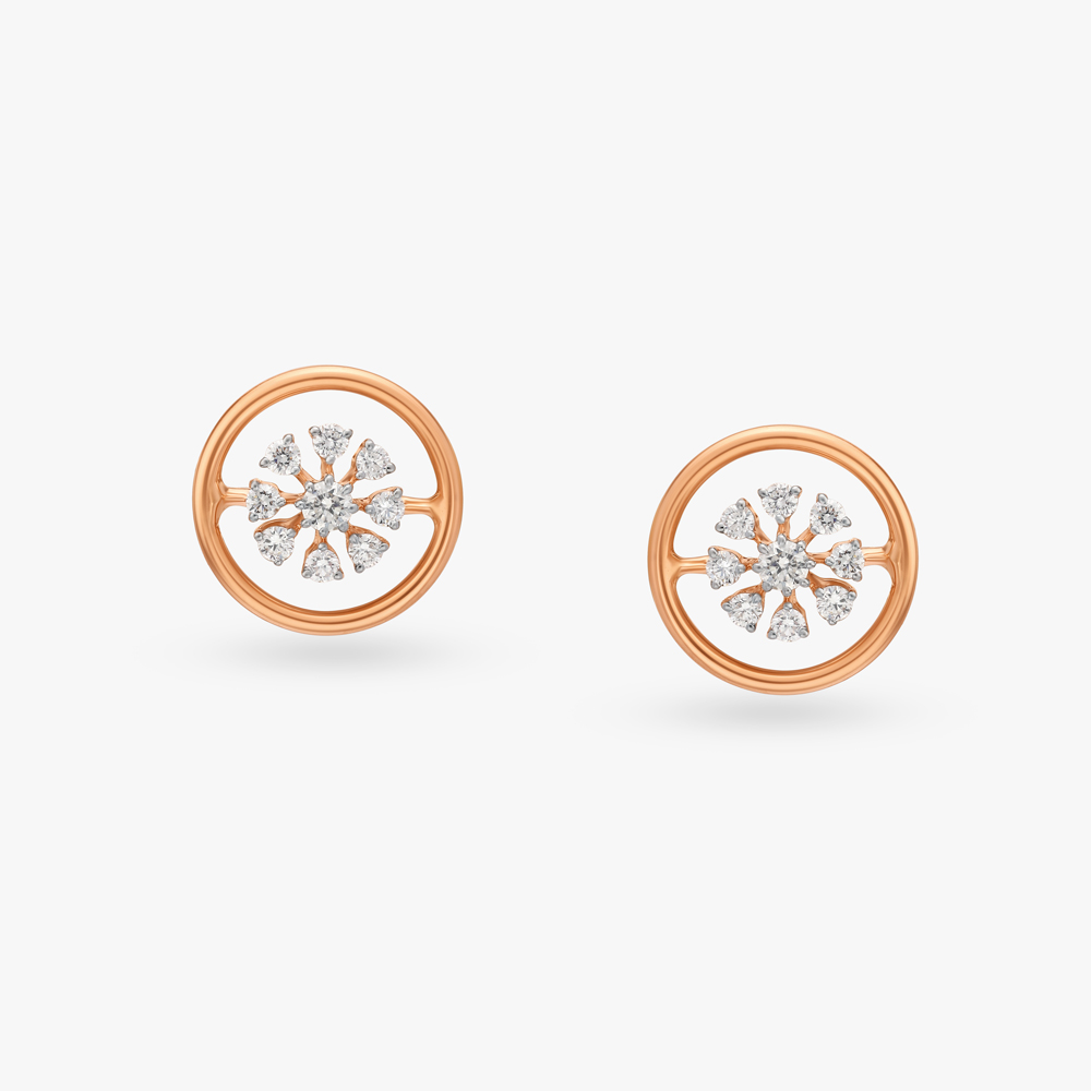 Twinkling Circles Diamond Stud Earrings