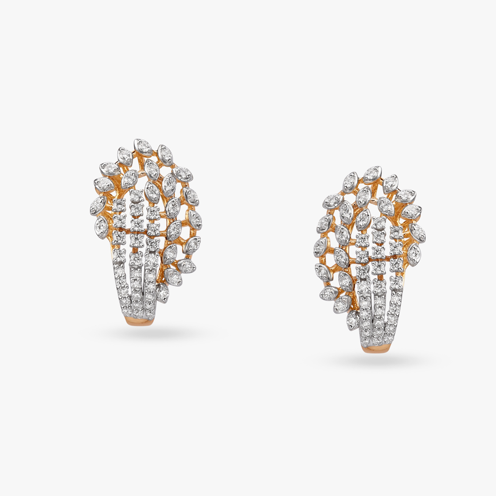 Shimmering Grapevine Diamond Stud Earrings