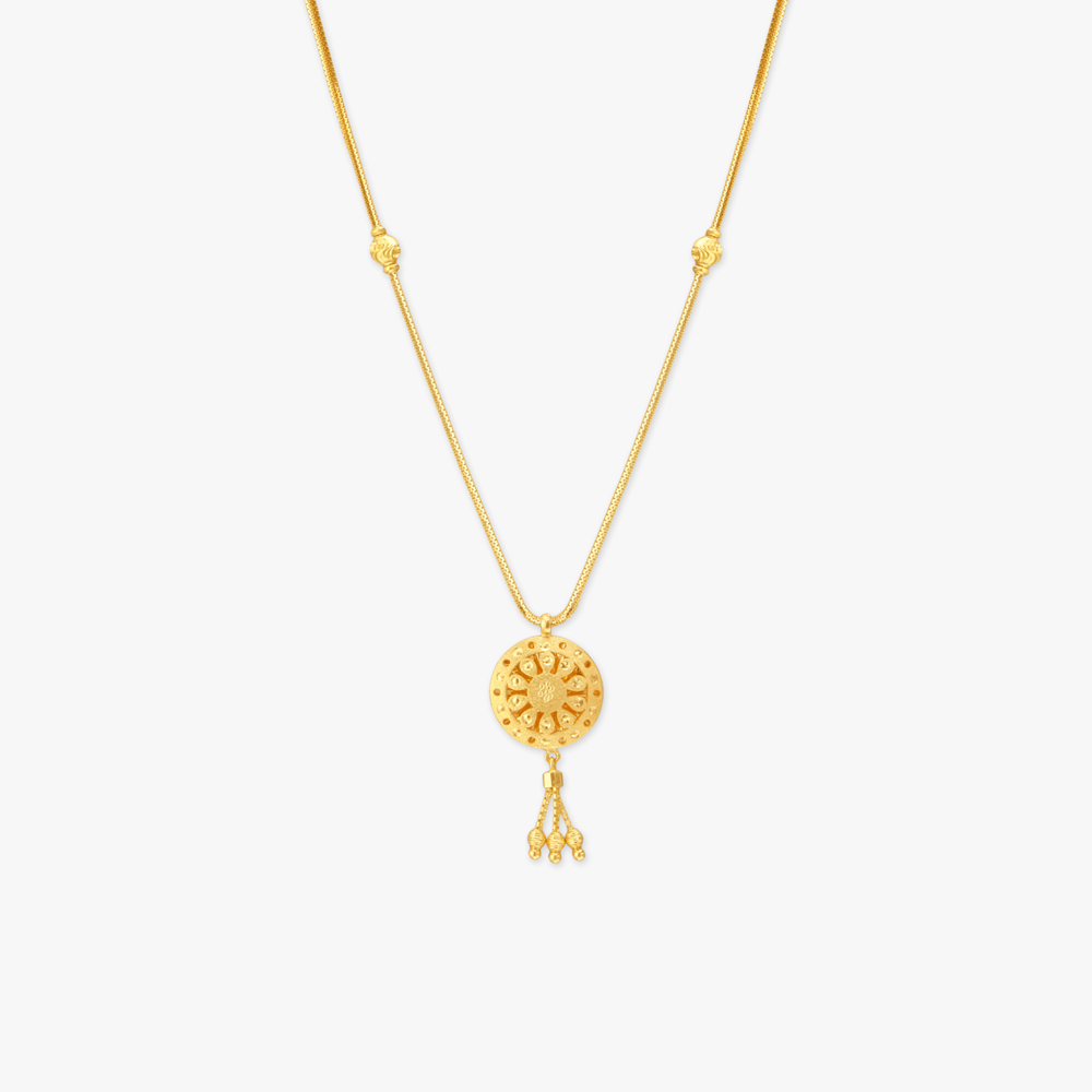 Radiant Mandala Gold Pendant with Chain