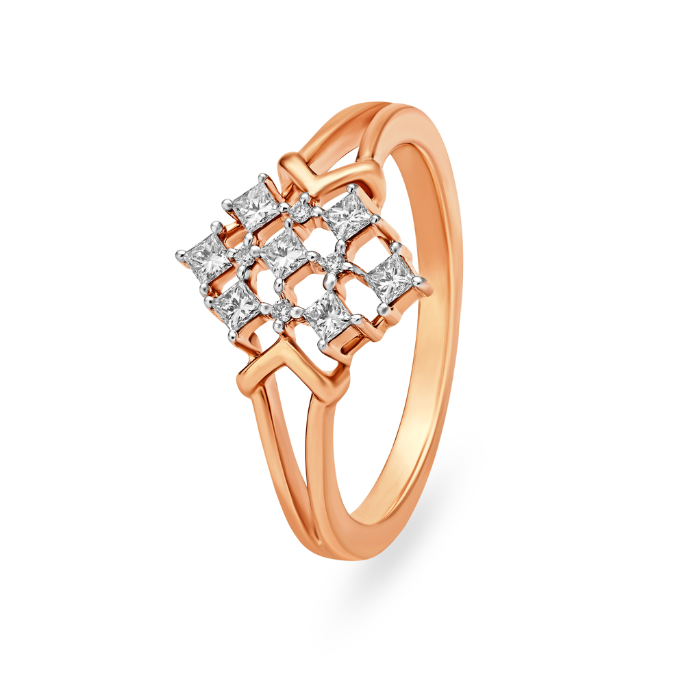 

Majestic Rose Gold And Diamond Geometric Lattice Ring