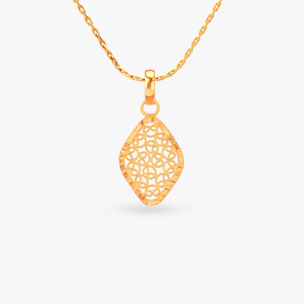 Twisted Rhombus Gold Pendant