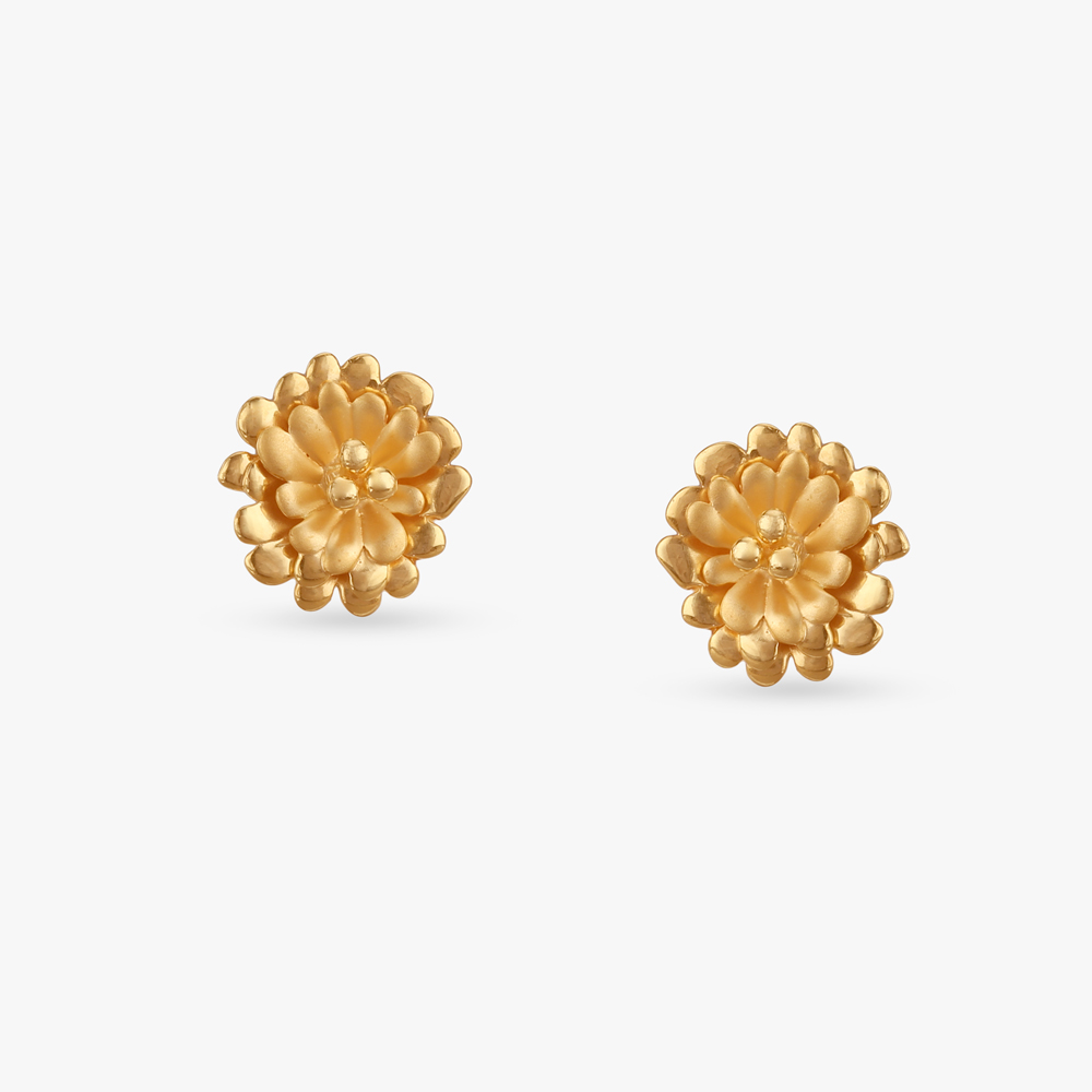 Luxe Flora Gold Stud Earrings