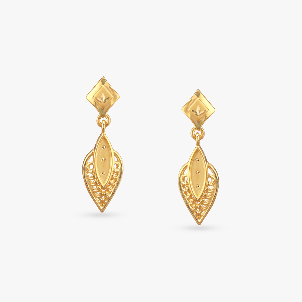 Filigree Veil Gold Drop Earrings