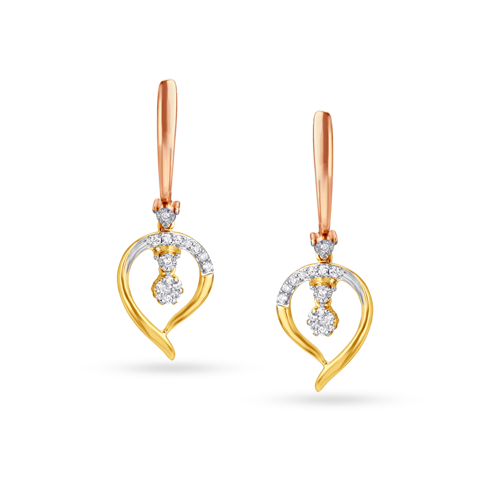 Dainty Leaf Diamond Hoop Earrings