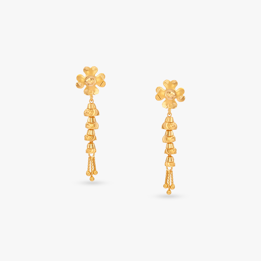 Cascading Bell Gold Drop Earrings