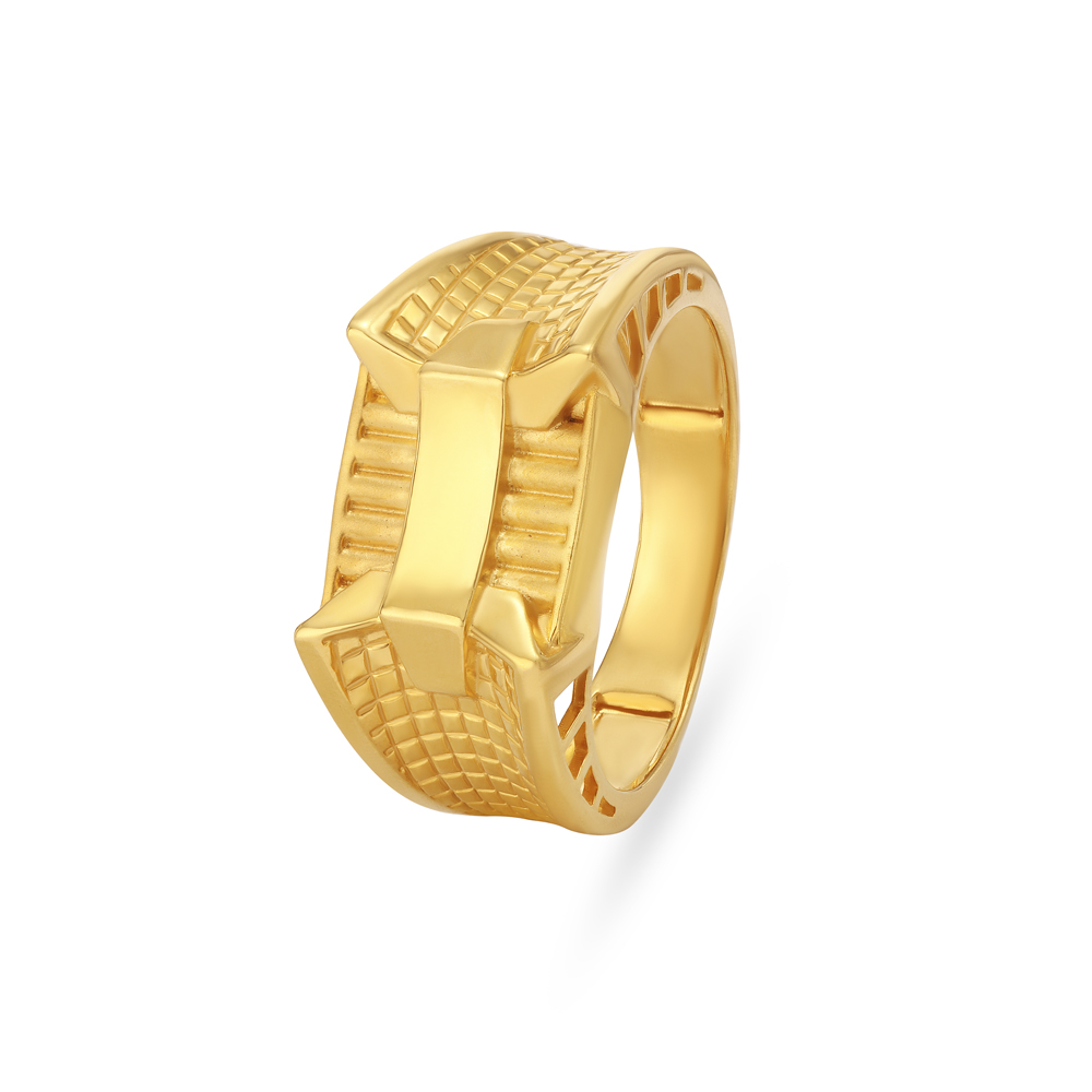 Carved Rugged Gold Finger Ring For Men