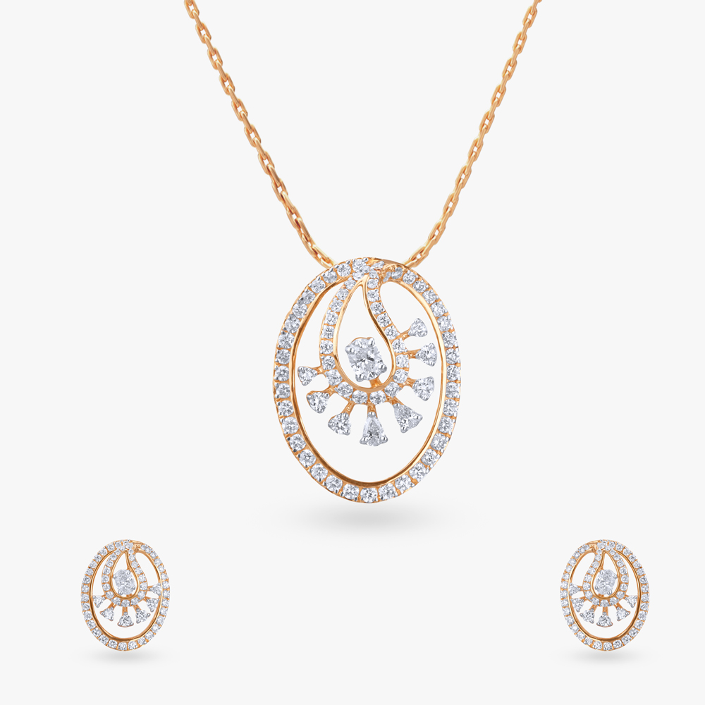 Graceful Glow Diamond Pendant and Earrings set.
