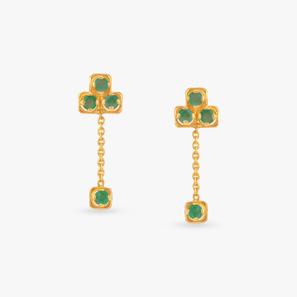 Emerald Dot Drop Earrings
