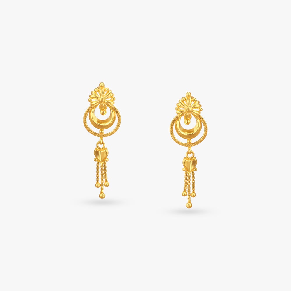 Fan Hoop Gold Drop Earrings