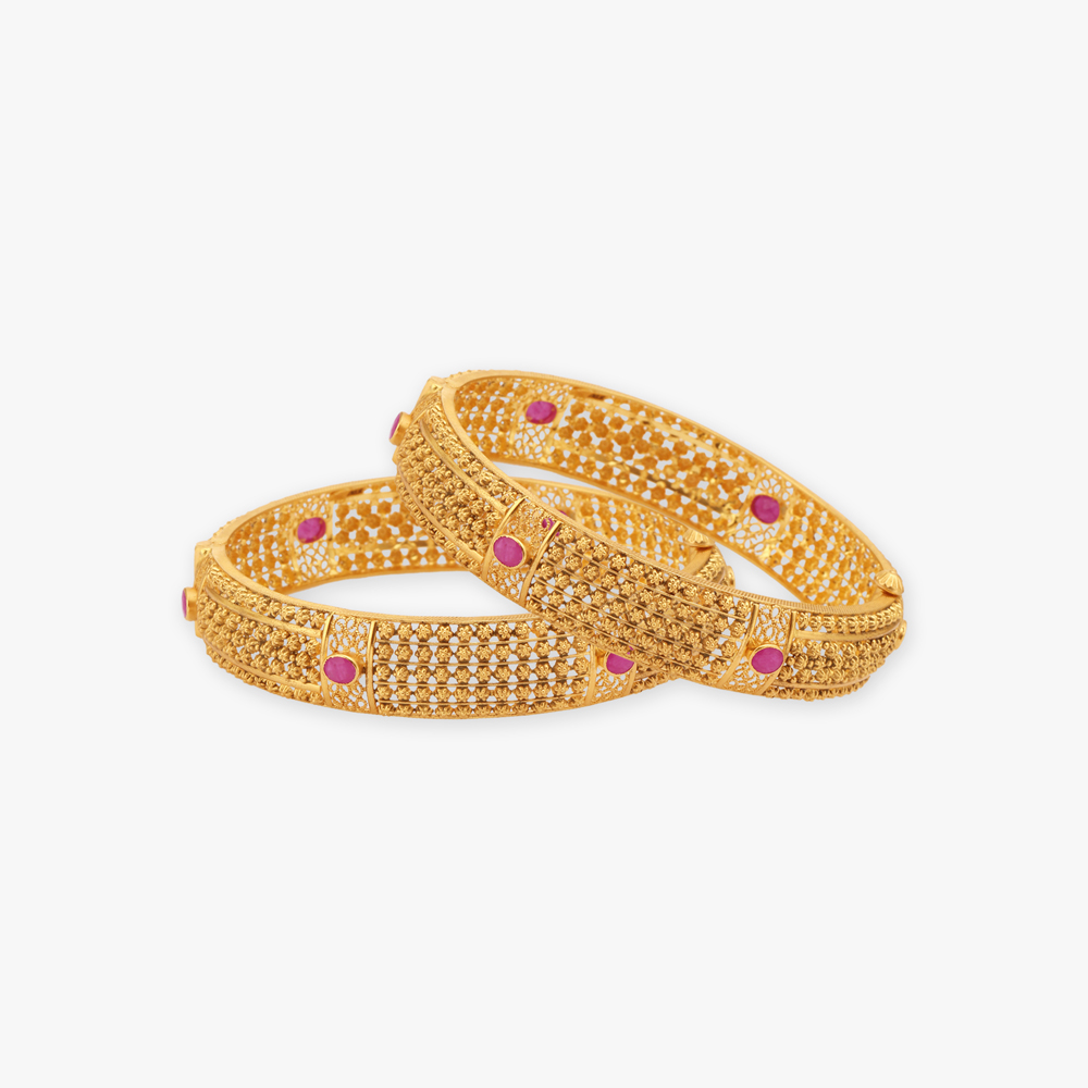 Enchanted Floral Ruby Bangles
