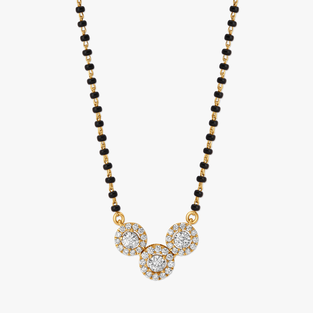Connected Circles Diamond Mangalsutra in Yellow and White Gold