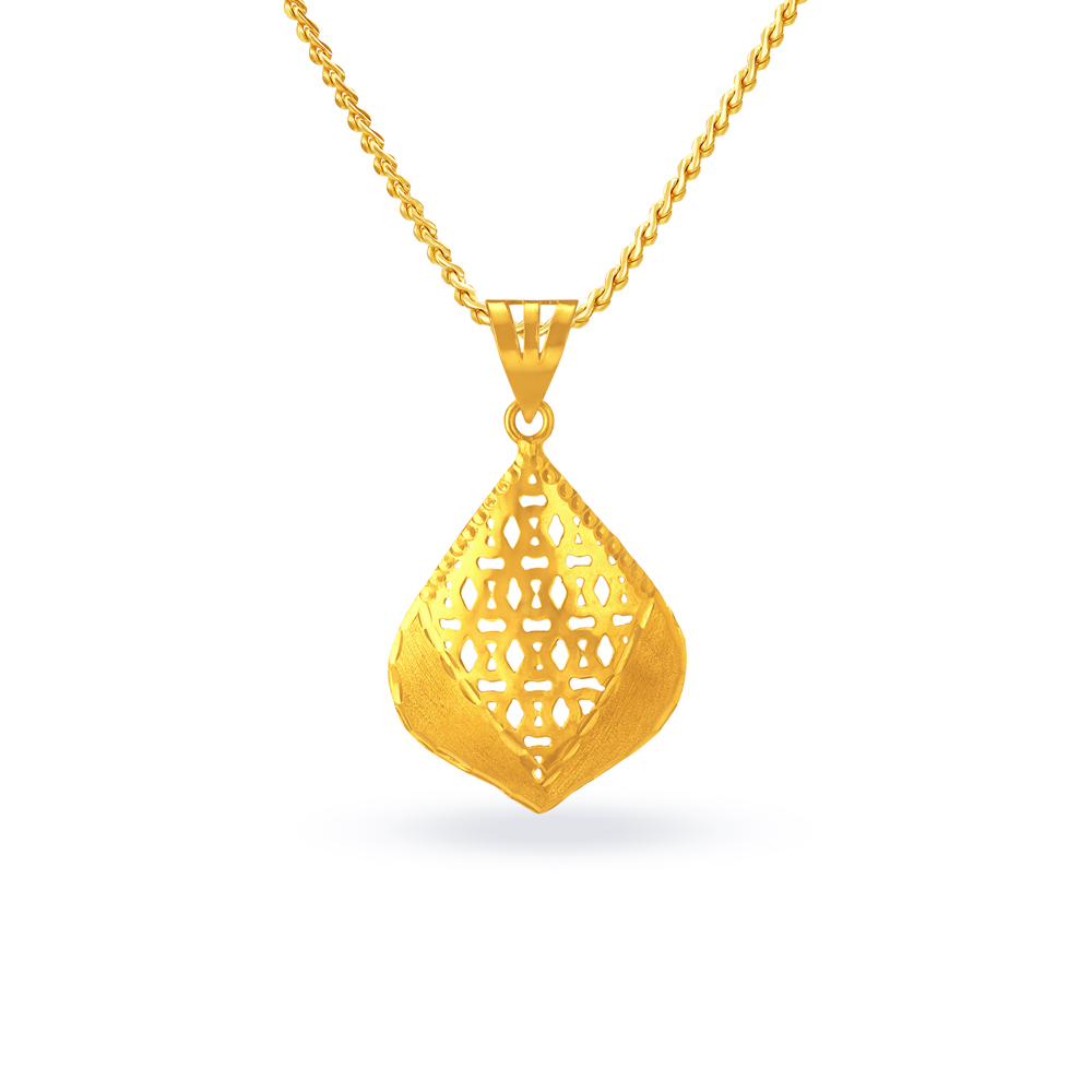 Contemporary Teardrop Gold Pendant