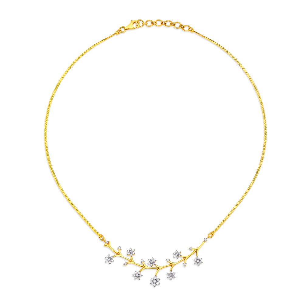 Branch Design Floral Motif Diamond Necklace