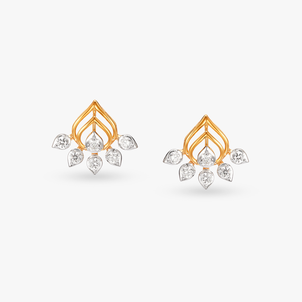 Lotus Bliss Diamond Stud Earrings