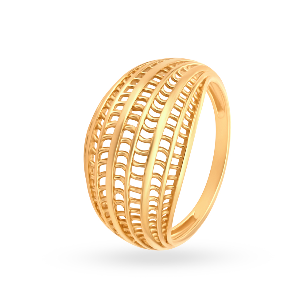 Ribbed Horizon Gold Ring