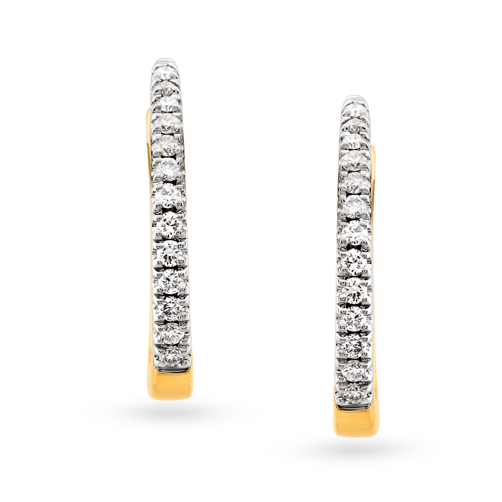 Dainty Diamond and Gold Hoop Earrings