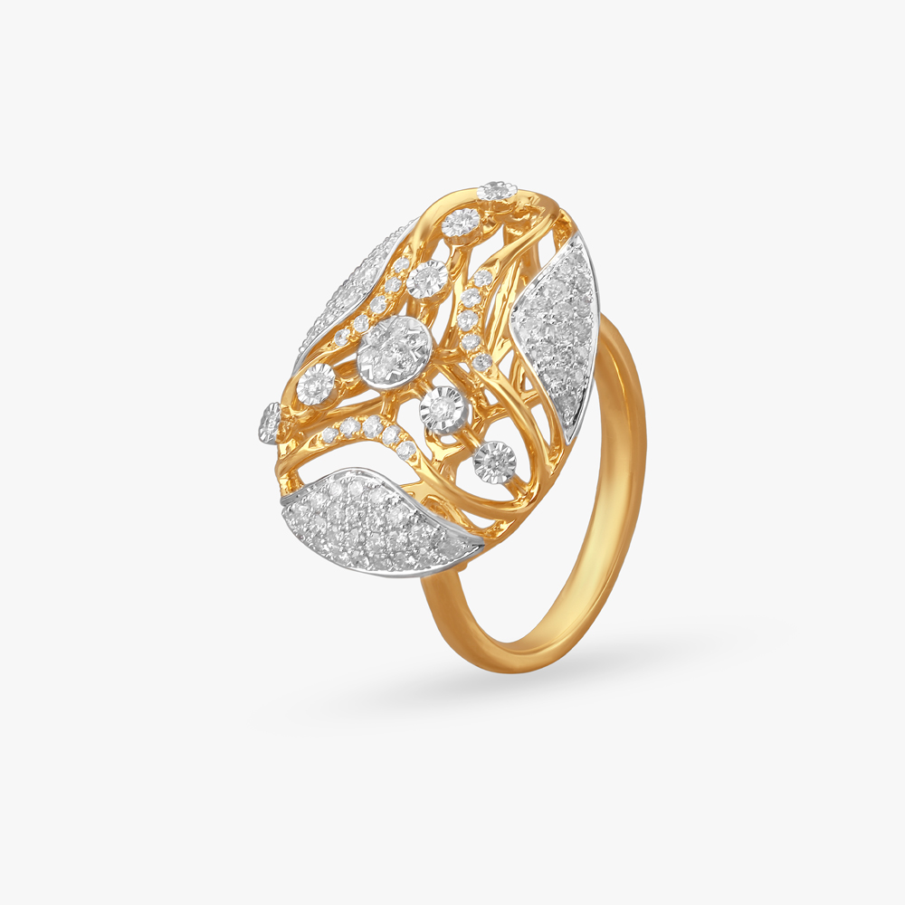 Sculpted Serenity Diamond Finger Ring