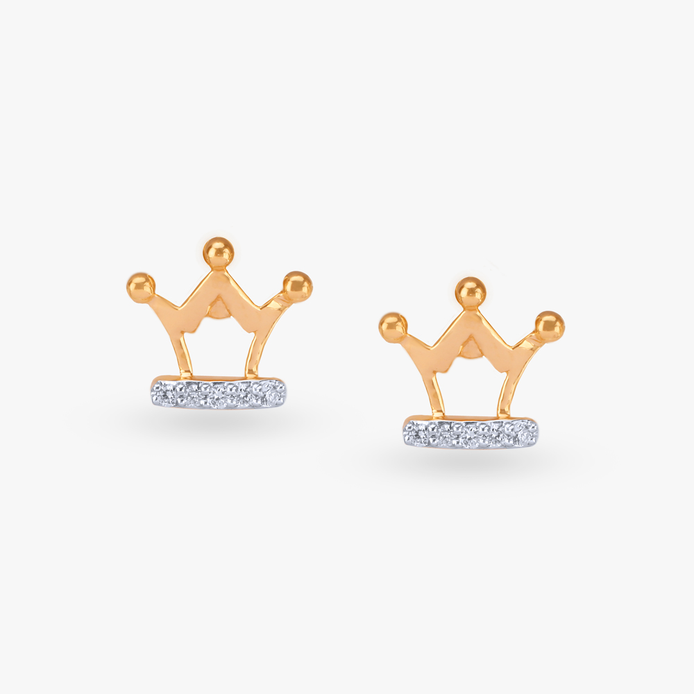 Royal Sparkle Diamond Stud Earrings for Kids