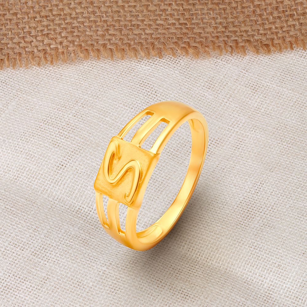 Statement 22 Karat Yellow Gold Typography Ring