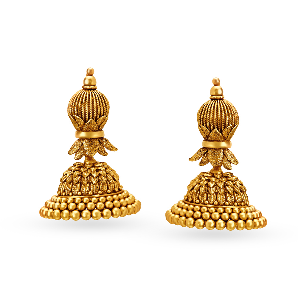 Traditional Yellow Gold Floral Drop Earrings