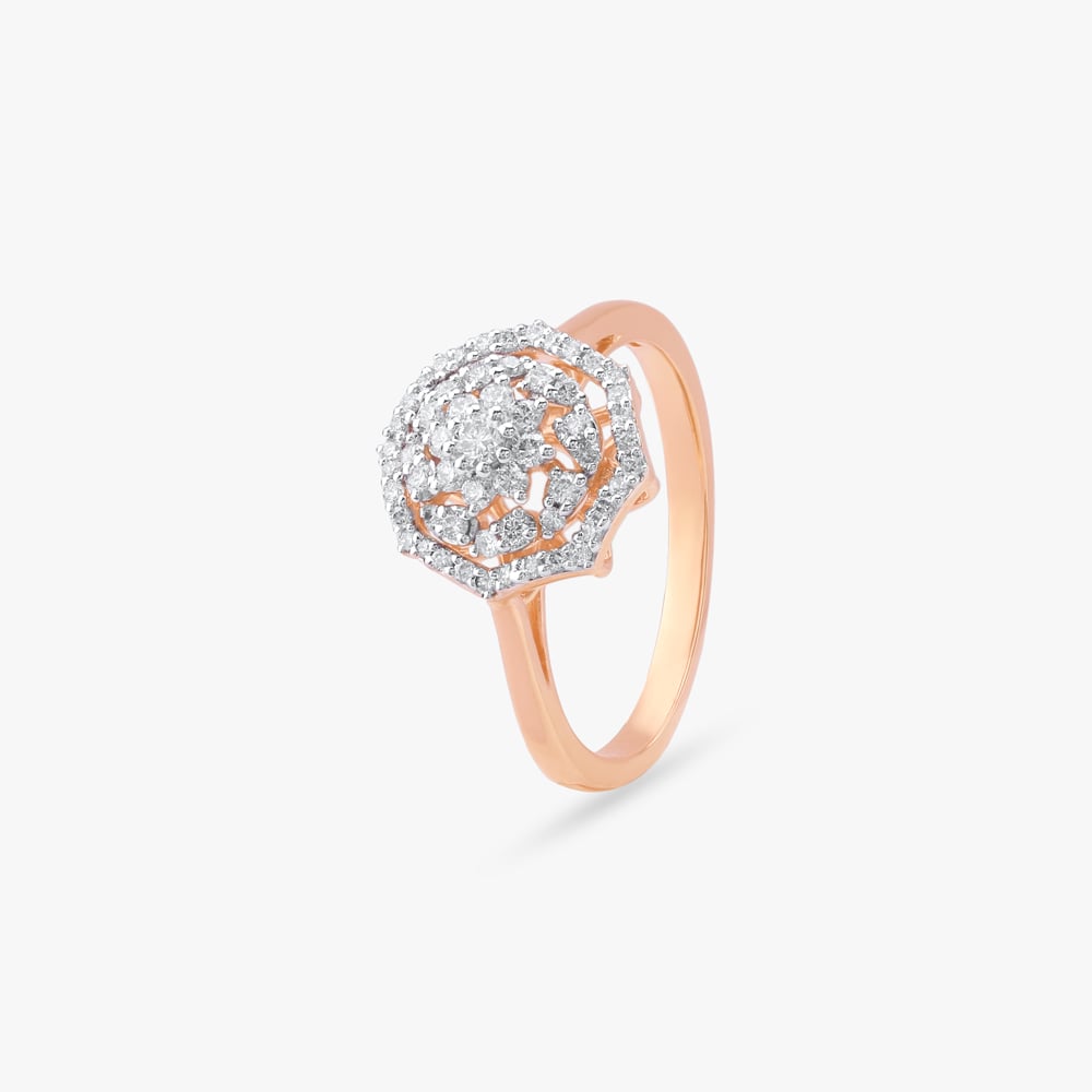 Hexagon Dome Diamond Ring