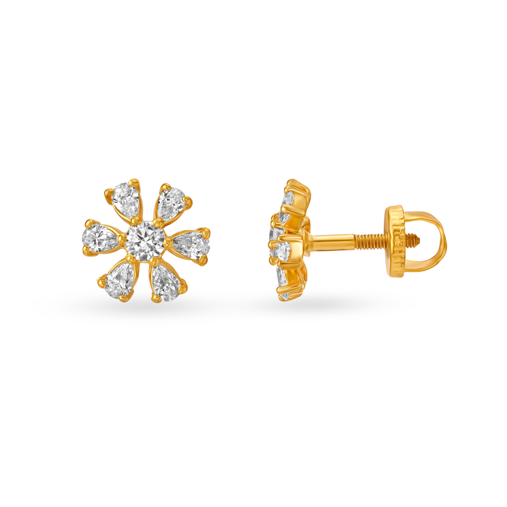 

Enchanting Floral Gold Stud Earrings for Kids