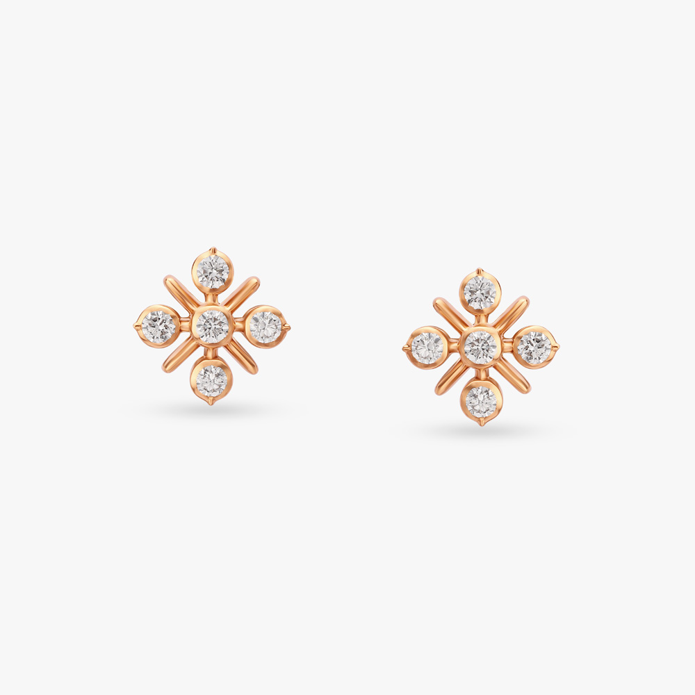 Floral Diamond Stud Earrings
