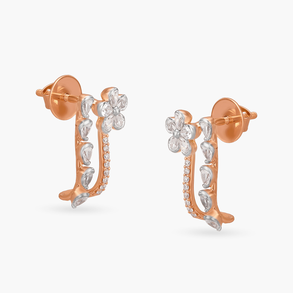 Daisy Diamond Hoop Earrings