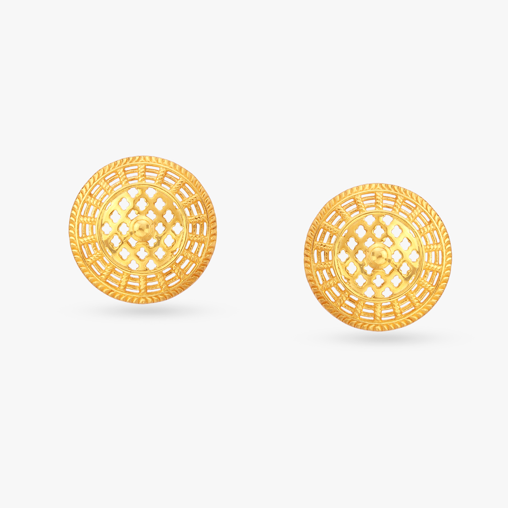 Mandala Gold Stud Earrings