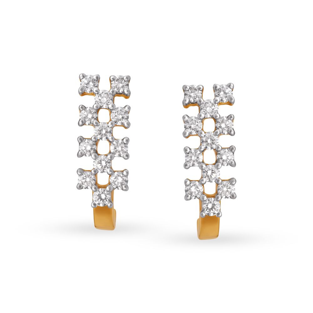 Dainty Gold and Diamond Stud Earrings