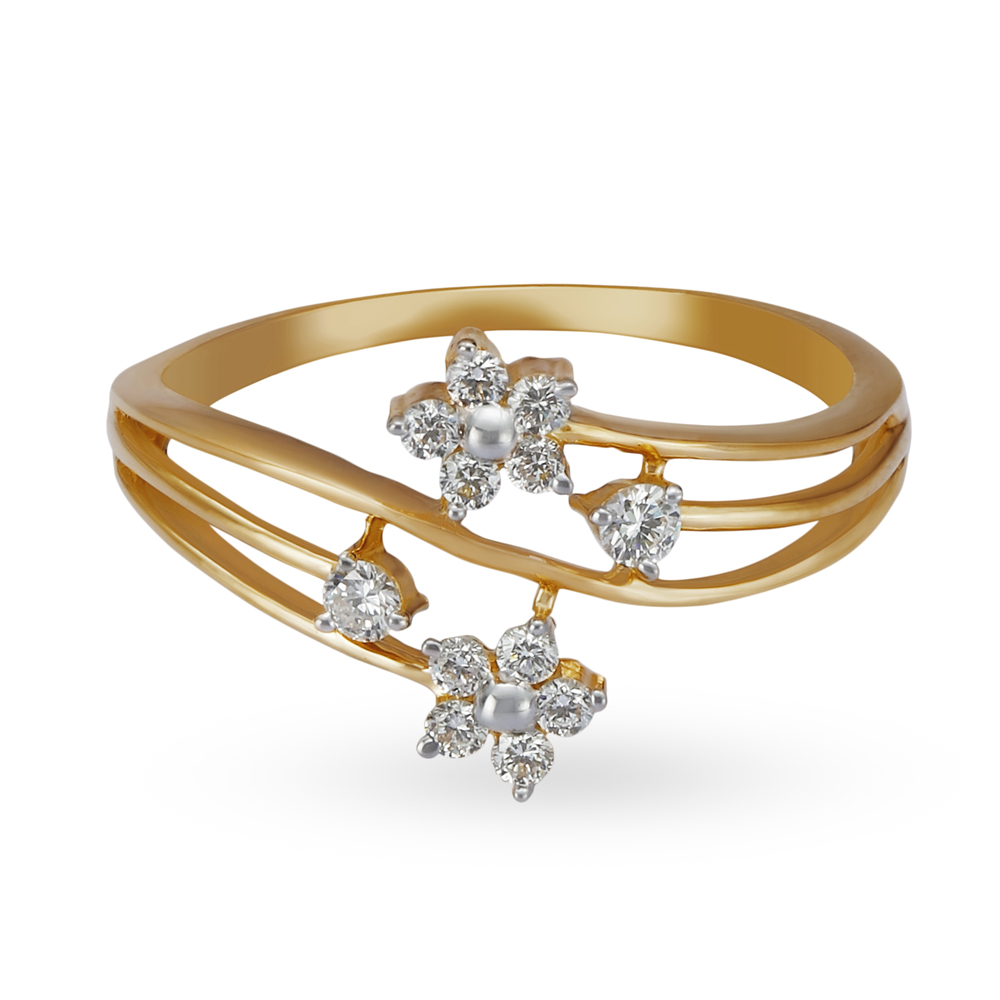 

Delightful 18 Karat Yellow Gold And Diamond Floral Ring