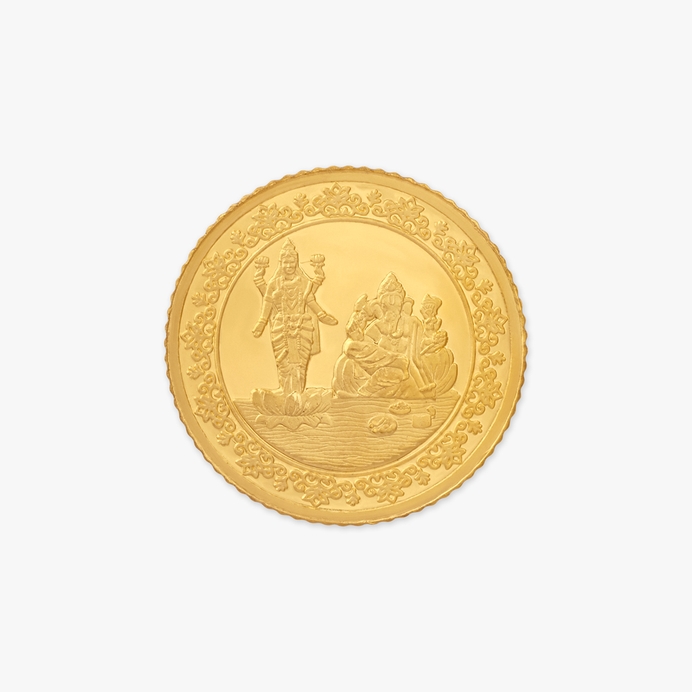 10 gram 24 Karat Gold Coin with Ganesha-Lakshmi Motif