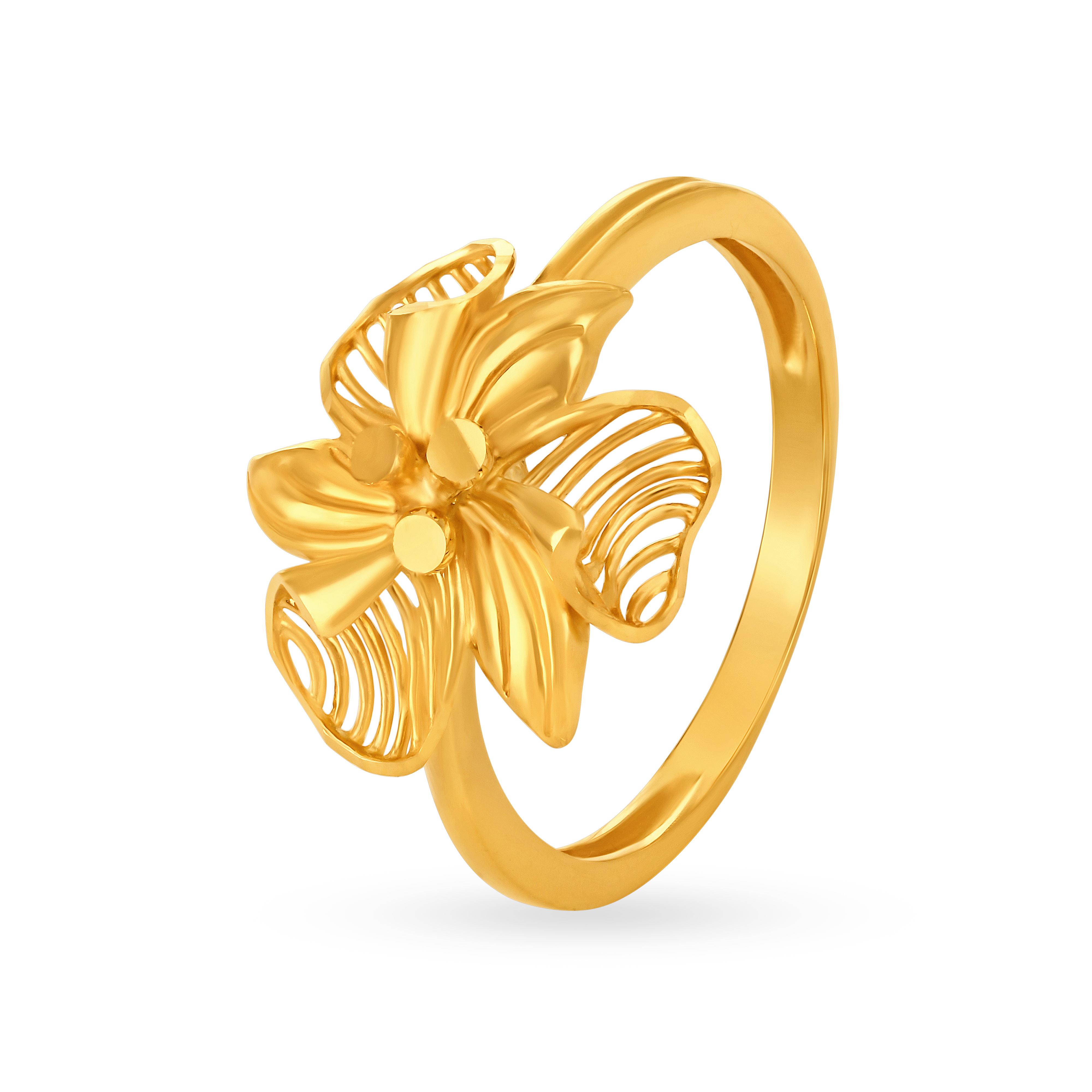 Opulent Yellow Gold Poinsettia Finger Ring