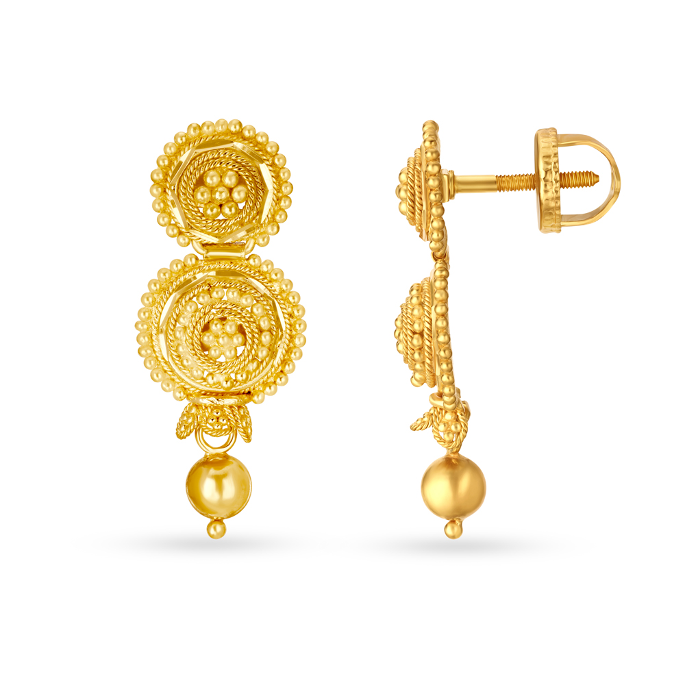 

Lavish 22 Karat Gold Decorative Traditional Drop Earrings